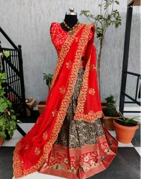 ABHISARIKA VOGUISH Embroidered Banarsi Women Lehenga - Free Size, Semi Stitched, Pack of1